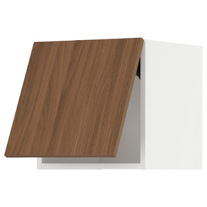 METOD Wall cabinet horizontal w push-open, white/Tistorp brown walnut effect, 40x40 cm
