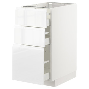 METOD/MAXIMERA Base cabinet with 3 drawers, High-gloss, white, 40x60 cm
