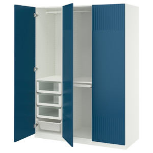 PAX / FYRUDDEN Wardrobe combination, white/blue, 150x60x201 cm