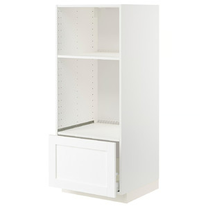 METOD / MAXIMERA High cab for oven/micro w drawer, white Enköping/white wood effect, 60x60x140 cm