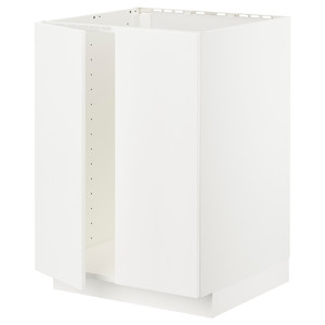 METOD Base cabinet for sink + 2 doors, white/Veddinge white, 60x60 cm