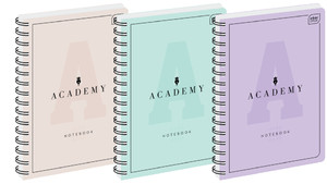 Spiral Notebook A5 100 Squared Academy Pastel 5pcs, assorted