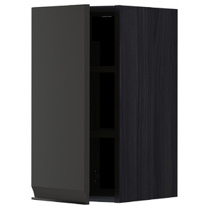 METOD Wall cabinet with shelves, black/Upplöv matt anthracite, 30x60 cm