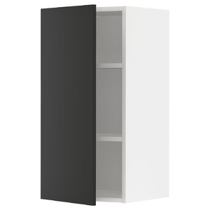 METOD Wall cabinet with shelves, white/Nickebo matt anthracite, 40x80 cm