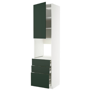 METOD / MAXIMERA High cab f oven w door/3 drawers, white/Havstorp deep green, 60x60x240 cm