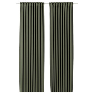 MAJGULL Block-out curtains, 1 pair, dark green, 145x300 cm