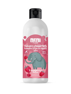 Bebi Kids Shampoo & Bubble Buth 2in1 Raspberry 95% Natural Vegan 500ml