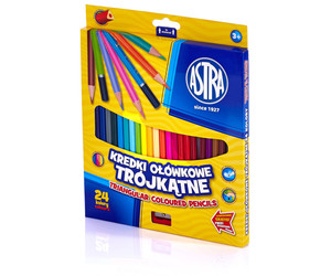 Astra Triangular Coloured Pencils 24 Colours + Sharpener