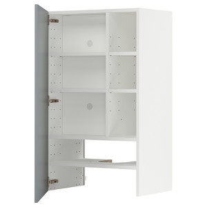 METOD Wall cb f extr hood w shlf/door, white/Veddinge grey, 60x100 cm