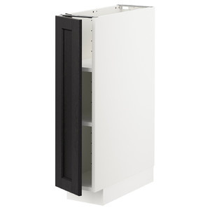 METOD Base cabinet with shelves, white/Lerhyttan black stained, 20x60 cm