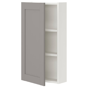 ENHET Wall cb w 2 shlvs/doors, white, grey frame, 40x15x75 cm