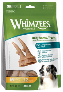 Whimzees Daily Dental Treats for Dogs Antler Size M 12pcs