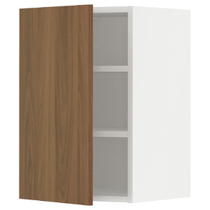 METOD Wall cabinet with shelves, white/Tistorp brown walnut effect, 40x60 cm