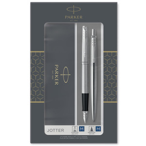 Parker Gift Set Jotter Steel CT - Fountain Pen & Ballpoint Pen