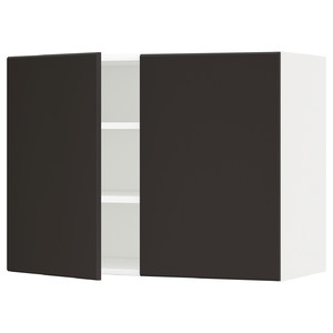 METOD Wall cabinet with shelves/2 doors, white/Kungsbacka anthracite, 80x60 cm