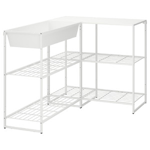 JOSTEIN Shelving unit with container, in/outdoor/white, 122x102x90 cm