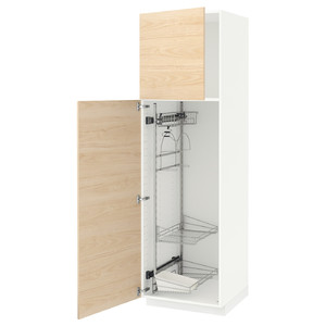 METOD High cabinet with cleaning interior, white/Askersund light ash effect, 60x60x200 cm