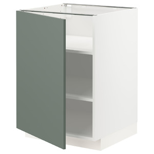 METOD Base cabinet with shelves, white/Bodarp grey-green, 60x60 cm