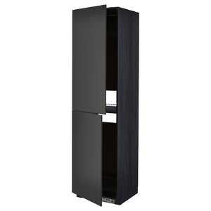 METOD High cabinet for fridge/freezer, black/Nickebo matt anthracite, 60x60x220 cm