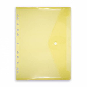 Document Envelope Pocket Wallet File with Button Penmate A4, yellow