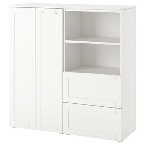 SMÅSTAD / PLATSA Storage combination, white/with frame, 120x42x123 cm