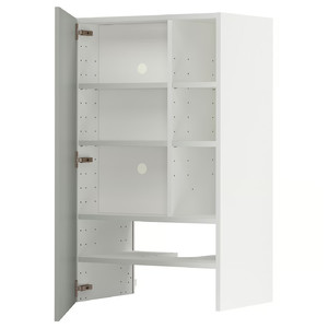 METOD Wall cb f extr hood w shlf/door, white/Havstorp light grey, 60x100 cm