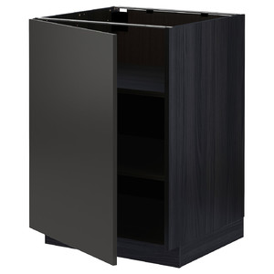 METOD Base cabinet with shelves, black/Nickebo matt anthracite, 60x60 cm