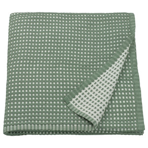 PELARTUJA Bedspread, green-grey/white, 150x250 cm