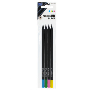 Starpak Pencil with Eraser HB Black 4pcs
