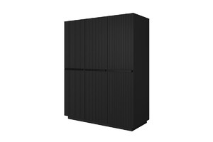 Wardrobe Nicole 150 cm, matt black, black handles