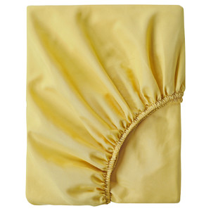 BRUKSVARA Fitted sheet, yellow, 160x200 cm