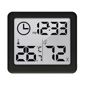 GreenBlue Clock with Thermometer GB384B, black