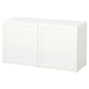 BESTÅ Shelf unit with doors, Hanviken white, 120x40x64 cm