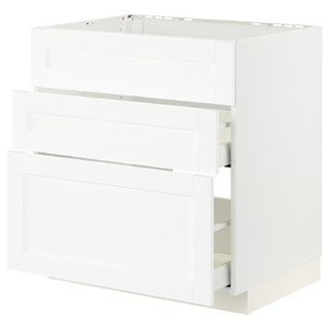 METOD / MAXIMERA Base cab f hob/int extractor w drw, white Enköping/white wood effect, 80x60 cm