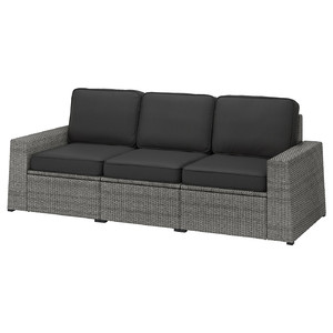SOLLERÖN 3-seat modular sofa, outdoor, dark grey, Järpön/Duvholmen anthracite
