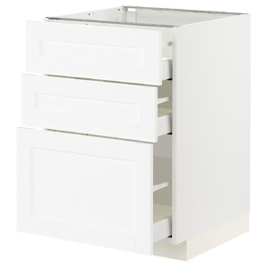 METOD / MAXIMERA Base cabinet with 3 drawers, white Enköping/white wood effect, 60x60 cm