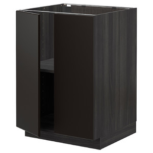 METOD Base cabinet with shelves/2 doors, black/Kungsbacka anthracite, 60x60 cm