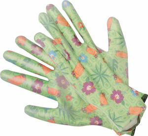Vorel Garden Gloves Flowers Size 10, green
