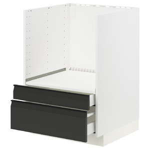 METOD / MAXIMERA Base cabinet f combi micro/drawers, white/Upplöv matt anthracite, 60x60 cm