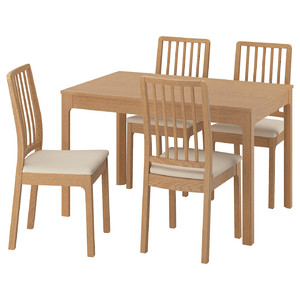 EKEDALEN / EKEDALEN Table and 4 chairs, oak/Hakebo beige oak effect, 120/180 cm