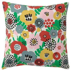 BRUKSVARA Cushion, multicolour/floral pattern, 40x40 cm