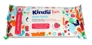Kindii Fun Clean Hands Refreshing Wet Wipes with Antibacterial Liquid 60pcs