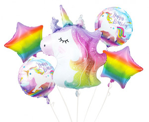 Birthday Foil Balloon Set Unicorn 5pcs