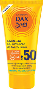 Dax Sun Suntan Emulsion Sunscreen for Face & Body SPF50 Highly Waterproof Travel-50ml