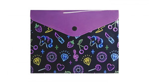 Document Envelope Pocket Wallet File with Button A5 PP, neon