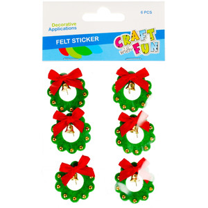 Christmas Decorative Felt Sticker Wreath 6pcs