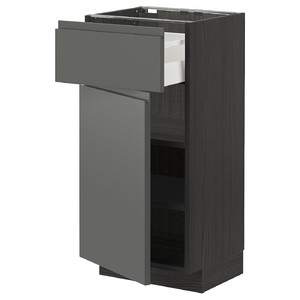 METOD / MAXIMERA Base cabinet with drawer/door, black/Voxtorp dark grey, 40x37 cm