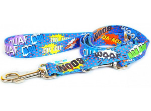 Matteo Adjustable Dog Leash 30mm, blue graffiti