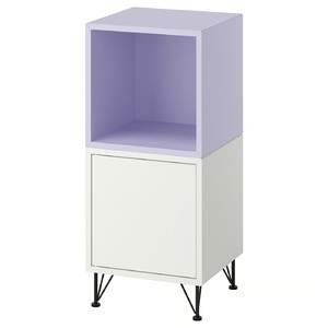 EKET Cabinet combination with legs, white pale lilac/metal black, 35x35x80 cm