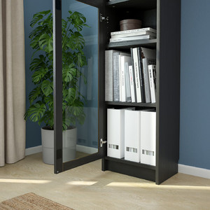 OXBERG Glass door, black oak effect, 40x192 cm